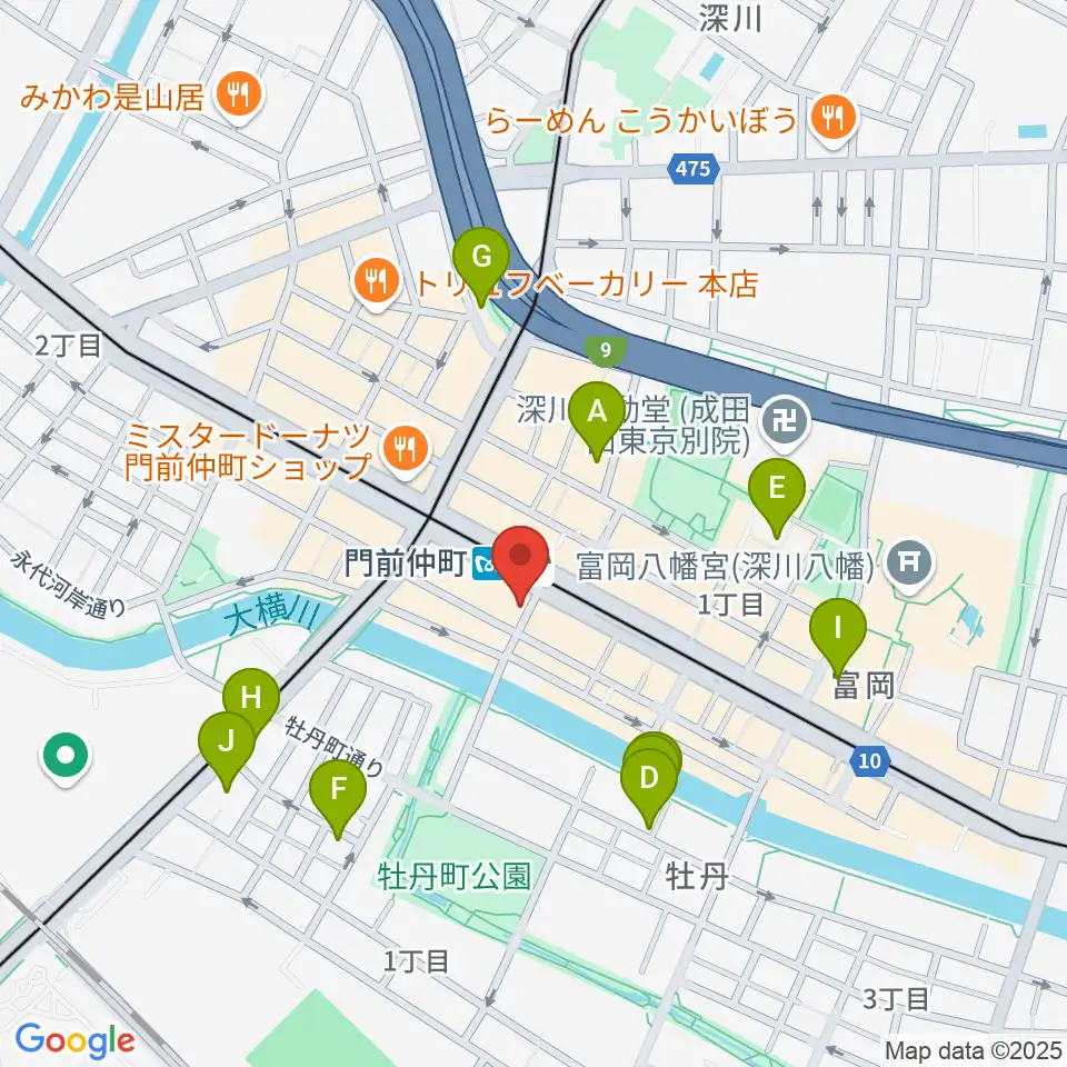 八重洲ピアノ社 門前仲町センター周辺のホテル一覧地図