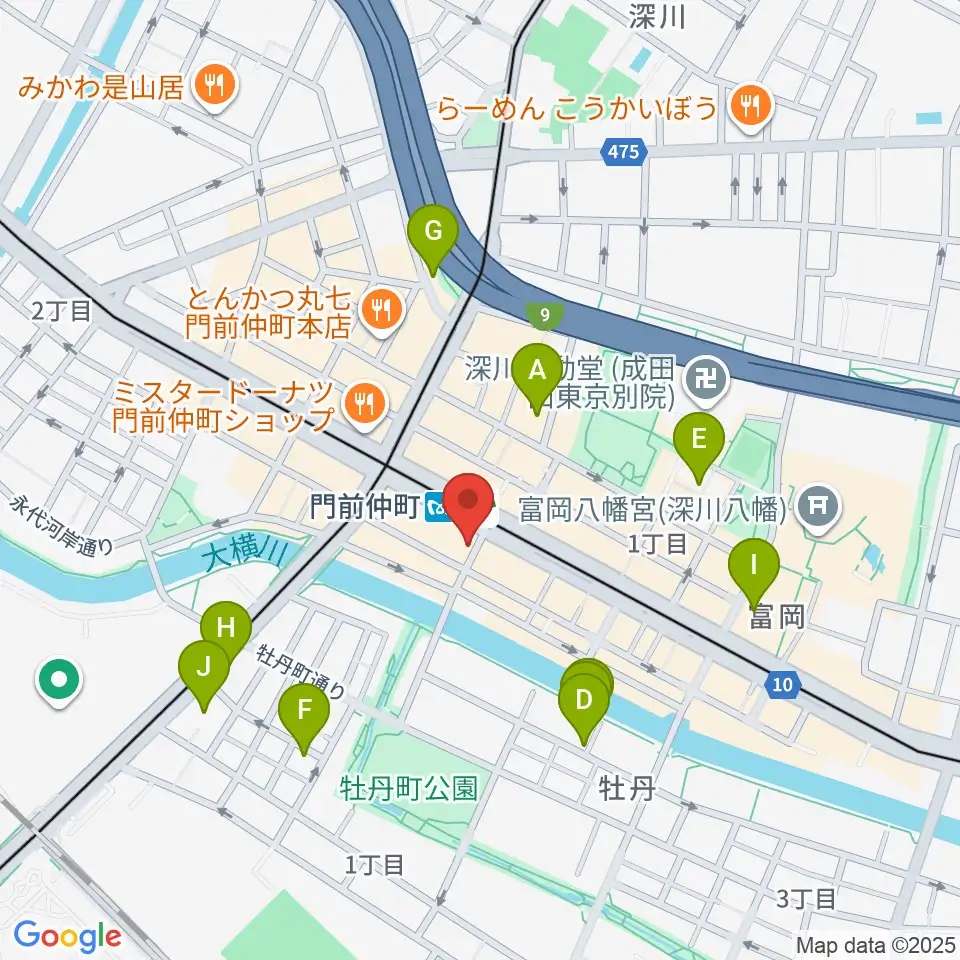 八重洲ピアノ社 門前仲町センター周辺のホテル一覧地図