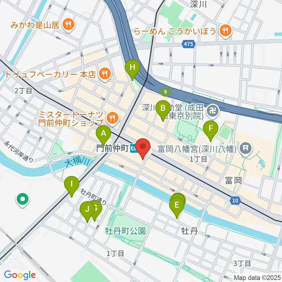八重洲ピアノ社 門前仲町センター周辺のホテル一覧地図