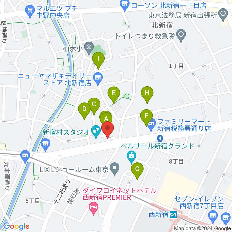 新宿村LIVE周辺のホテル一覧地図