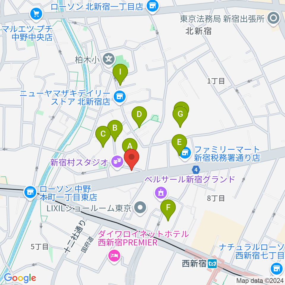 新宿村LIVE周辺のホテル一覧地図