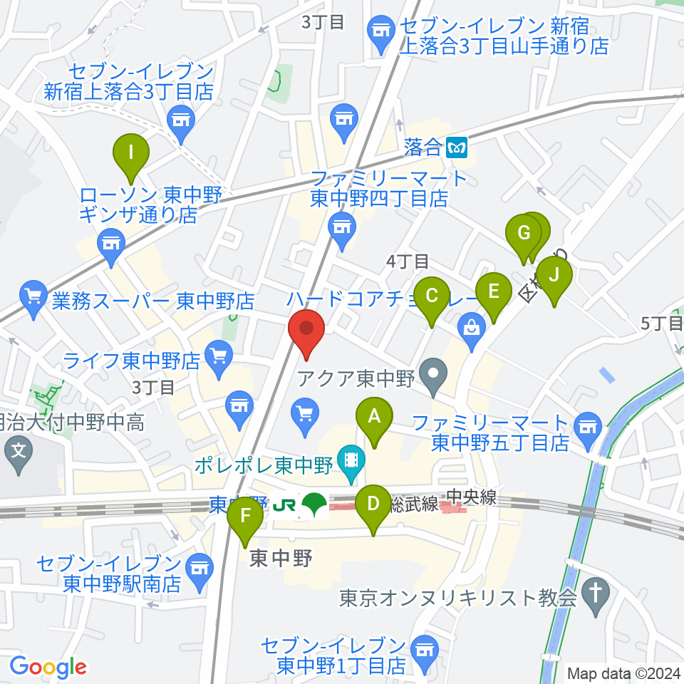 アバロンミュージックスクール東中野校周辺のホテル一覧地図