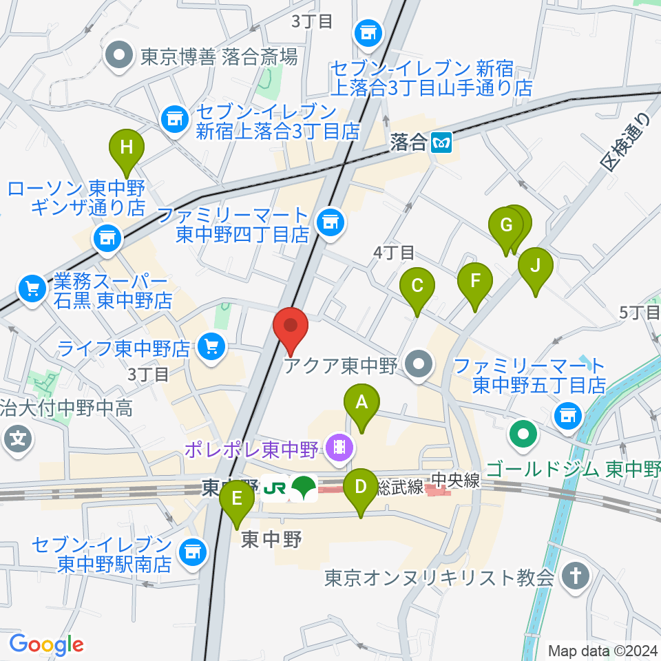 アバロンミュージックスクール東中野校周辺のホテル一覧地図