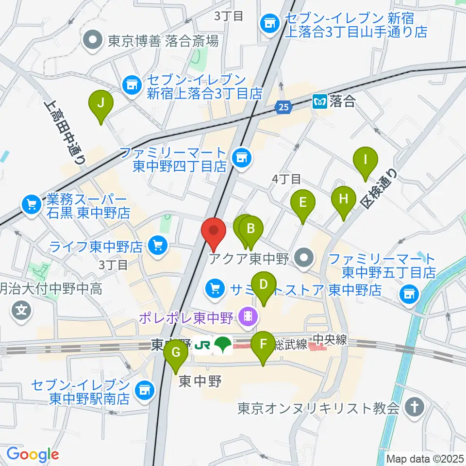 アバロンミュージックスクール東中野校周辺のホテル一覧地図