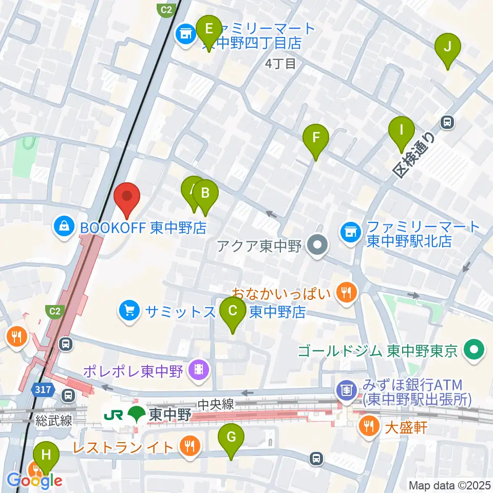アバロンミュージックスクール東中野校周辺のホテル一覧地図