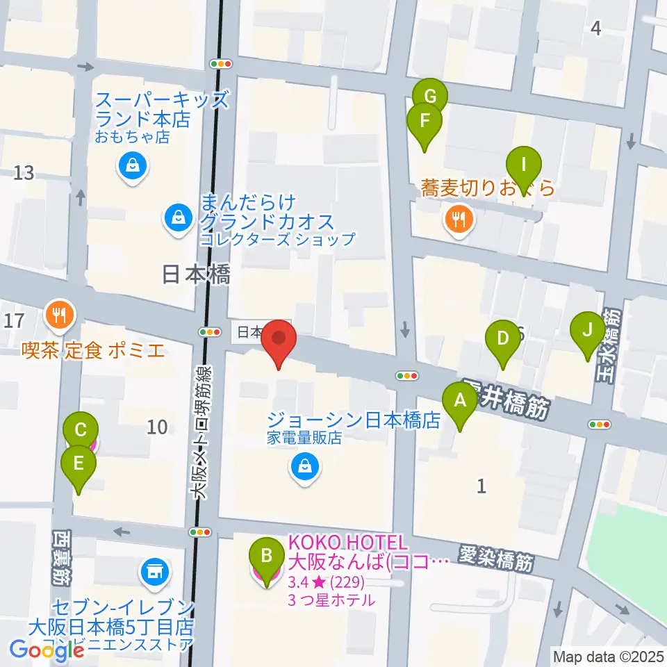 サウンドノート大阪・フェアリーテイルズ大阪周辺のホテル一覧地図