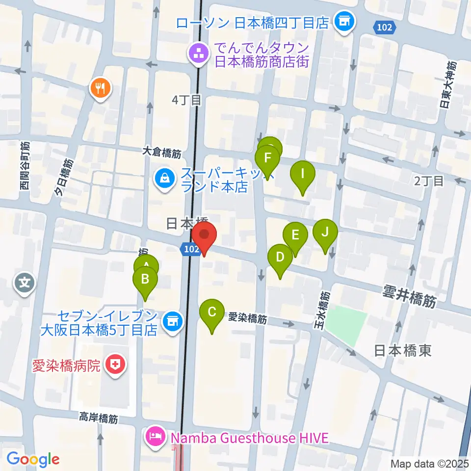 サウンドノート大阪周辺のホテル一覧地図