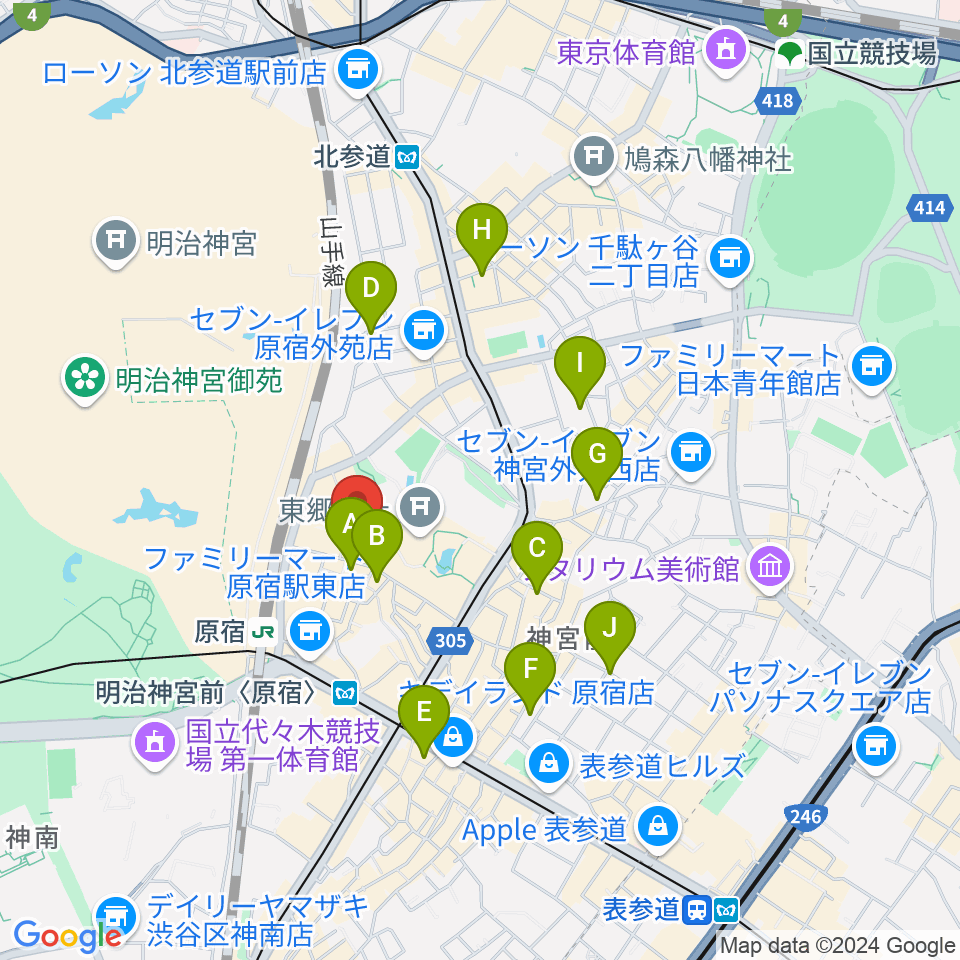 原宿ストロボカフェ周辺のホテル一覧地図