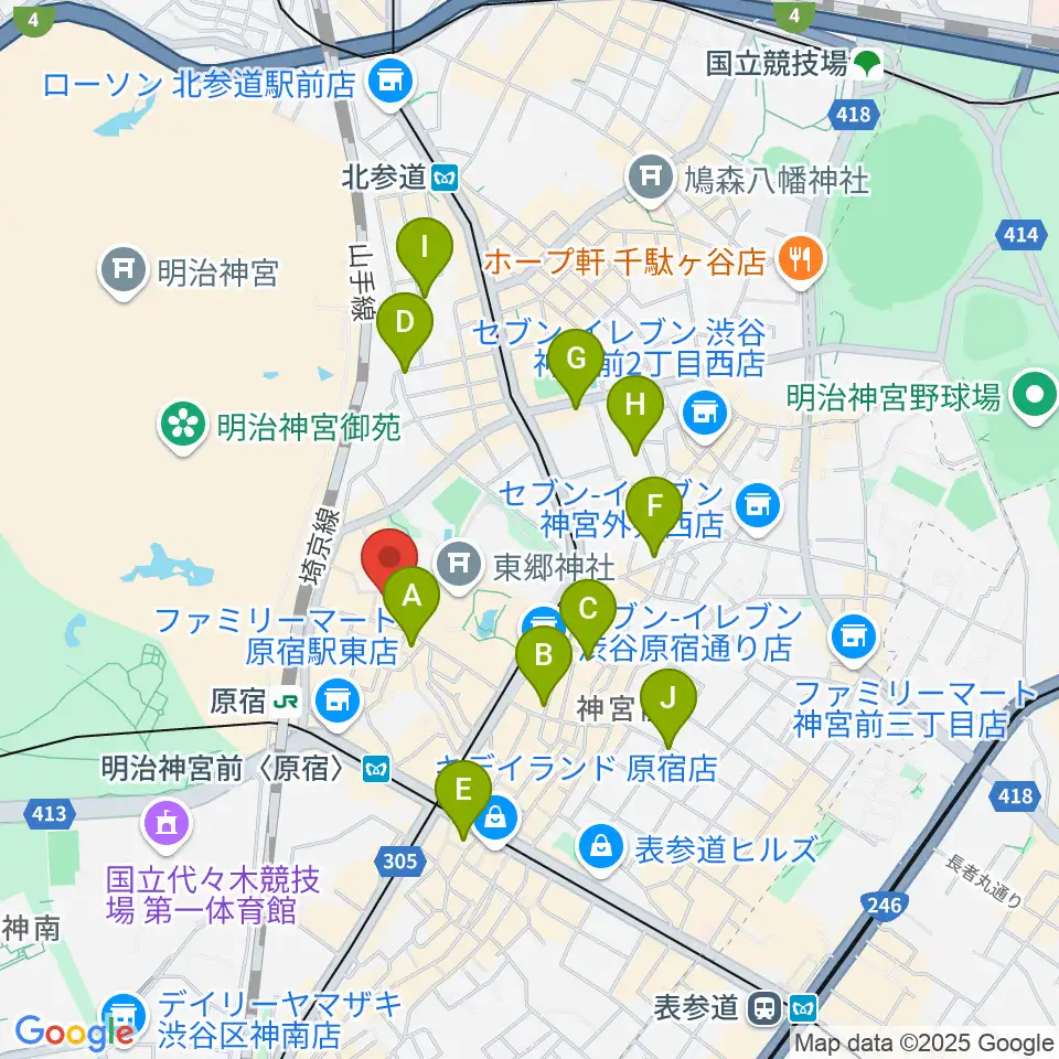 原宿ストロボカフェ周辺のホテル一覧地図