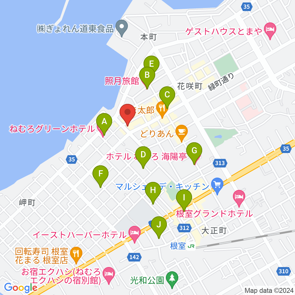 根室ハイワットホール周辺のホテル一覧地図