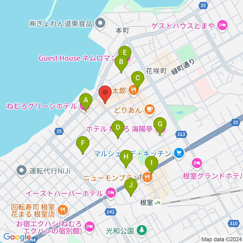 根室ハイワットホール周辺のホテル一覧地図