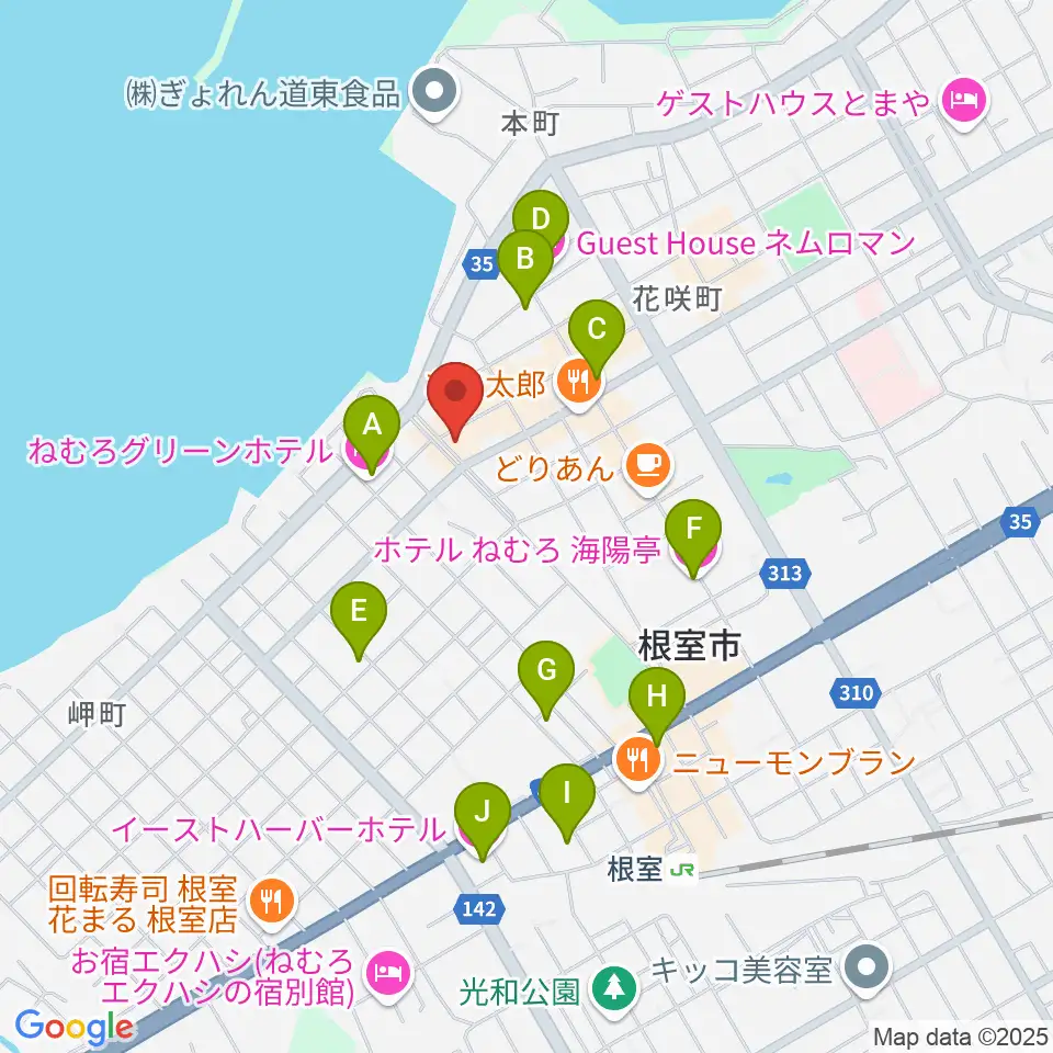 根室ハイワットホール周辺のホテル一覧地図