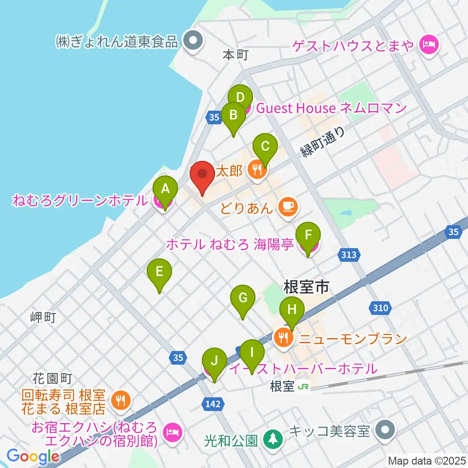 根室ハイワットホール周辺のホテル一覧地図