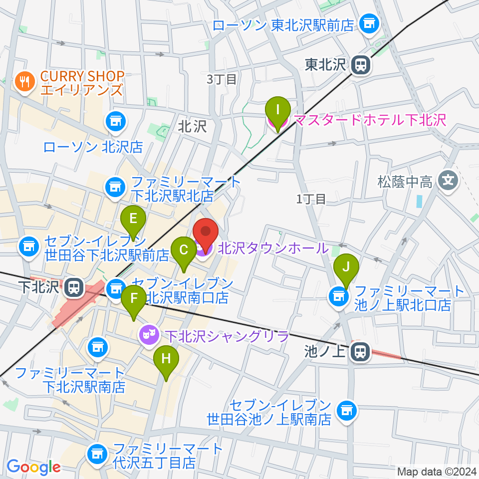 小劇場B1周辺のホテル一覧地図