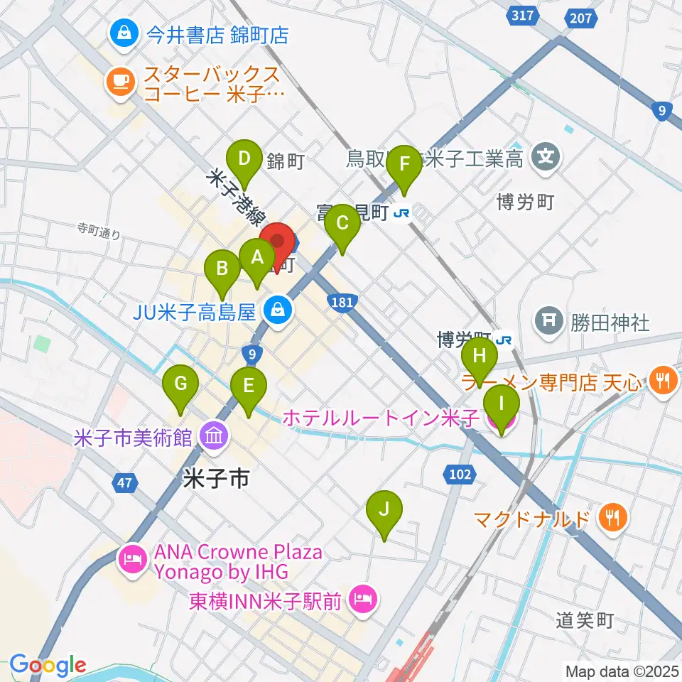 米子市公会堂周辺のホテル一覧地図