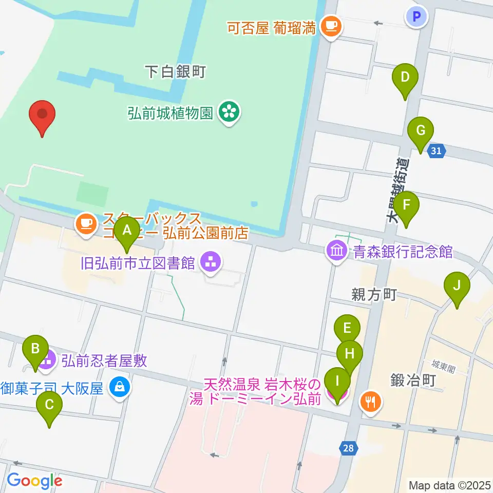 弘前市民会館周辺のホテル一覧地図