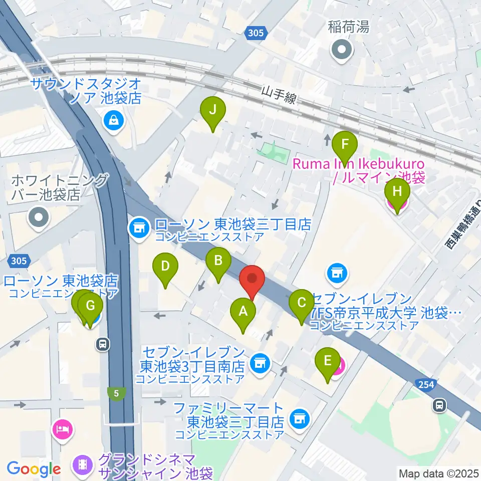コアミュージックスクール 池袋校周辺のホテル一覧地図