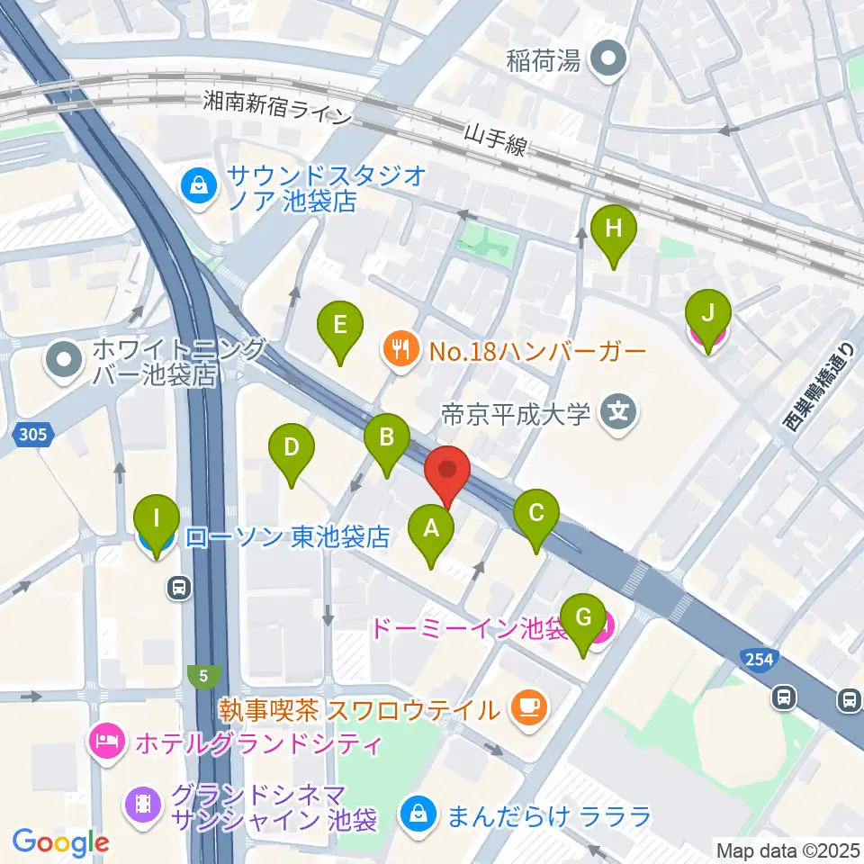 コアミュージックスクール 池袋校周辺のホテル一覧地図