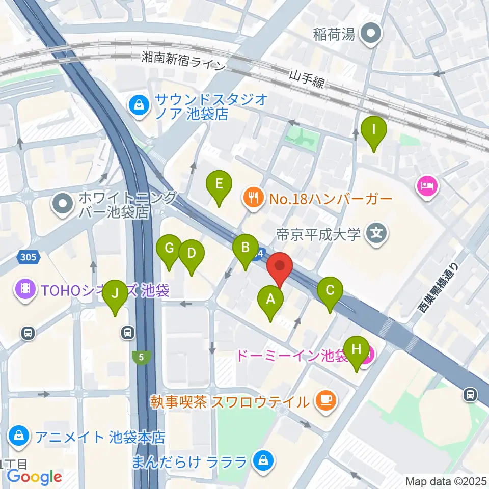 コアミュージックスクール 池袋校周辺のホテル一覧地図
