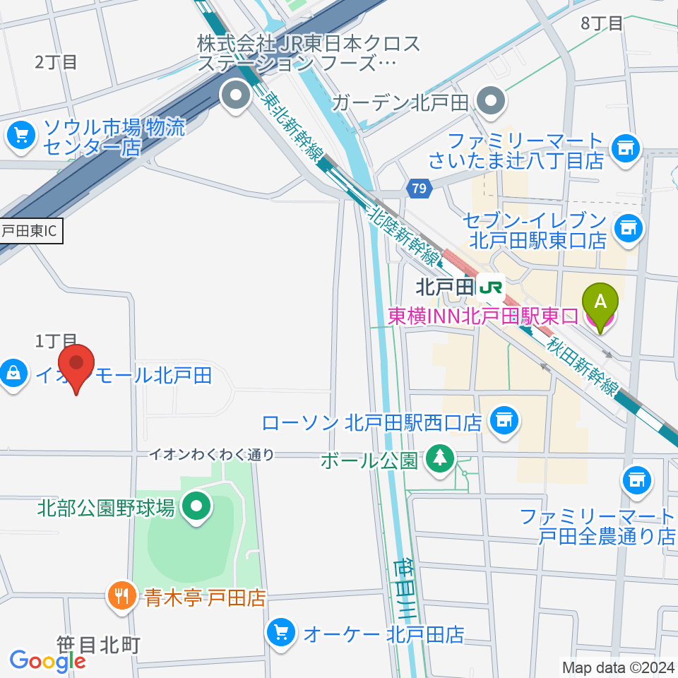 山野楽器 イオンモール北戸田店周辺のホテル一覧地図