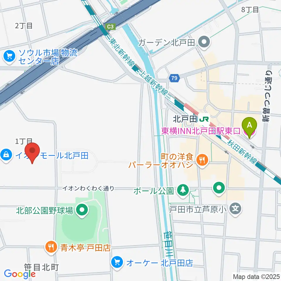 山野楽器 イオンモール北戸田店周辺のホテル一覧地図