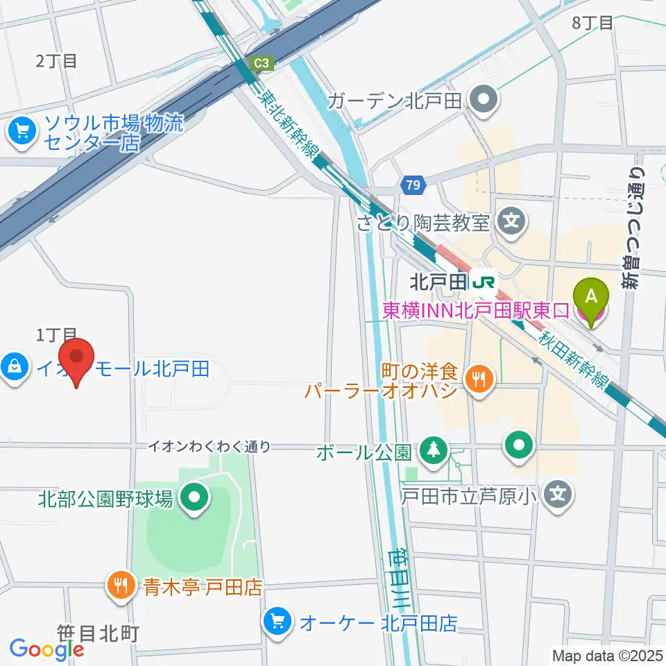 山野楽器 イオンモール北戸田店周辺のホテル一覧地図