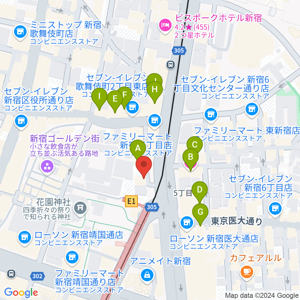 ヒルバレースタジオ周辺のホテル一覧地図