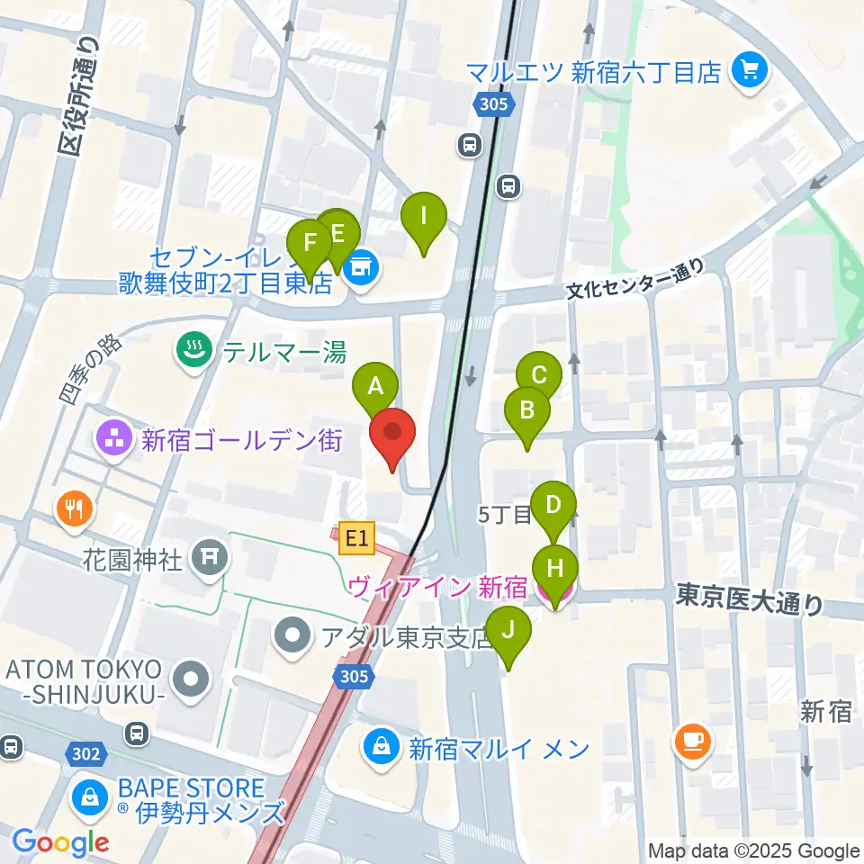 ヒルバレースタジオ周辺のホテル一覧地図