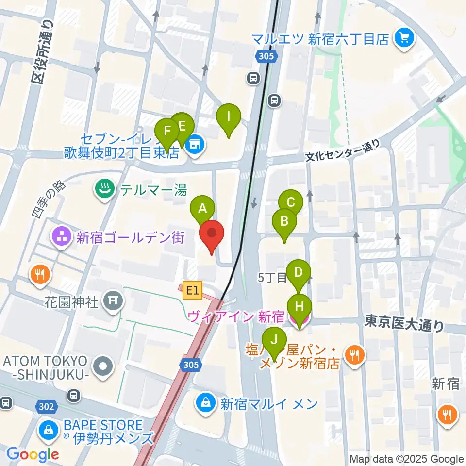 ヒルバレースタジオ周辺のホテル一覧地図