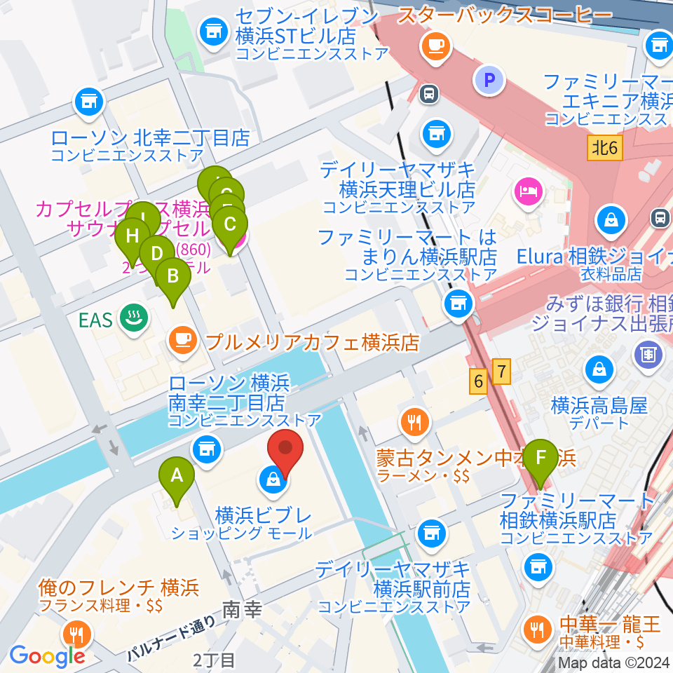 タワーレコード横浜ビブレ店周辺のホテル一覧地図