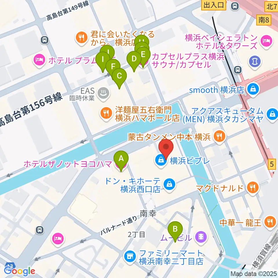 タワーレコード横浜ビブレ店周辺のホテル一覧地図