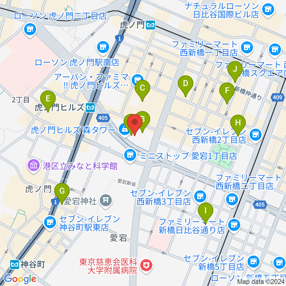 虎ノ門ヒルズフォーラム周辺のホテル一覧地図