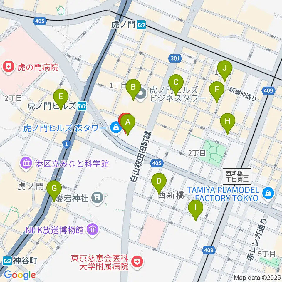 虎ノ門ヒルズフォーラム周辺のホテル一覧地図