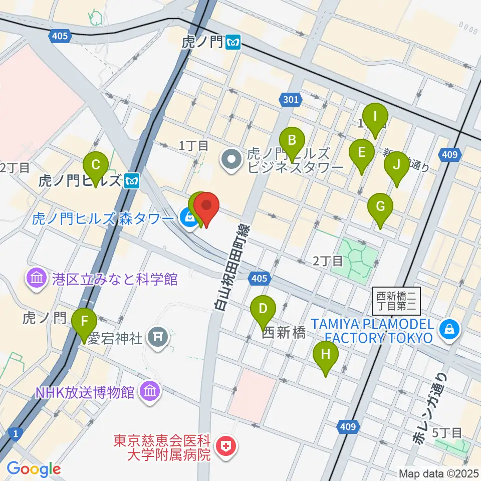 虎ノ門ヒルズフォーラム周辺のホテル一覧地図