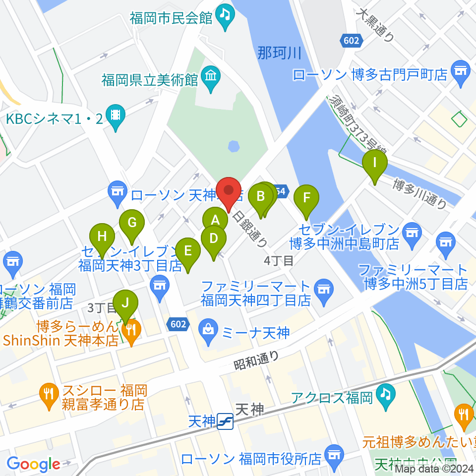 FineSound 天神店周辺のホテル一覧地図