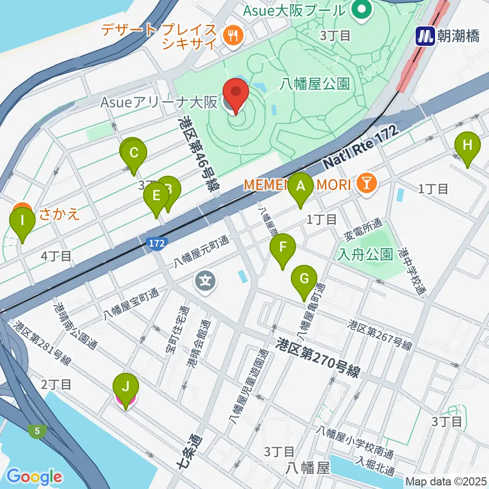 Asueアリーナ大阪周辺のホテル一覧地図