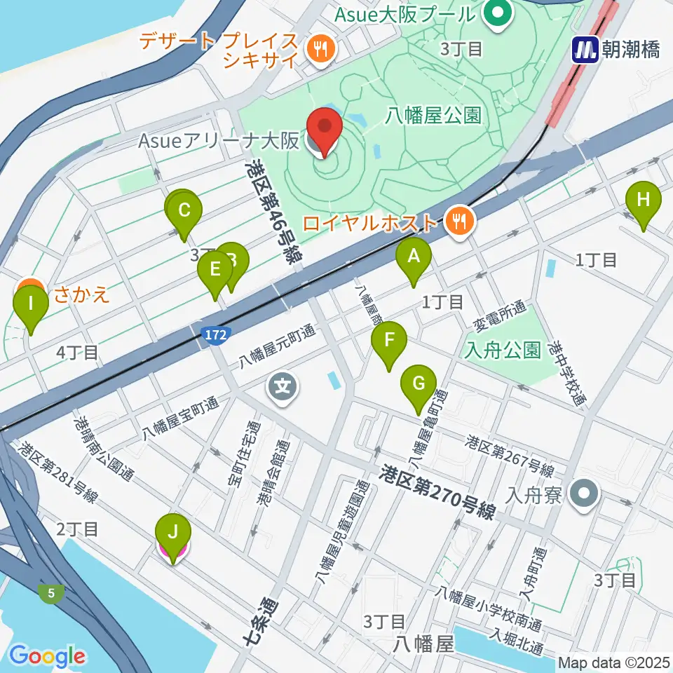 Asueアリーナ大阪周辺のホテル一覧地図