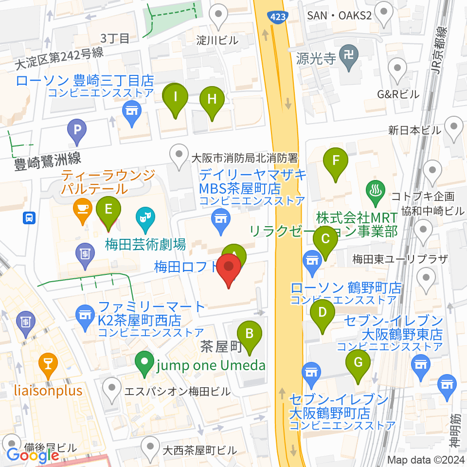 島村楽器 梅田ロフト店周辺のホテル一覧地図