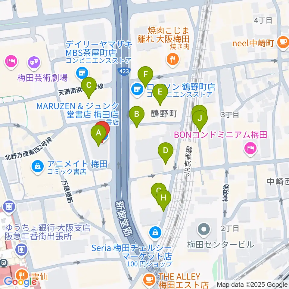 島村楽器 梅田茶屋町店周辺のホテル一覧地図