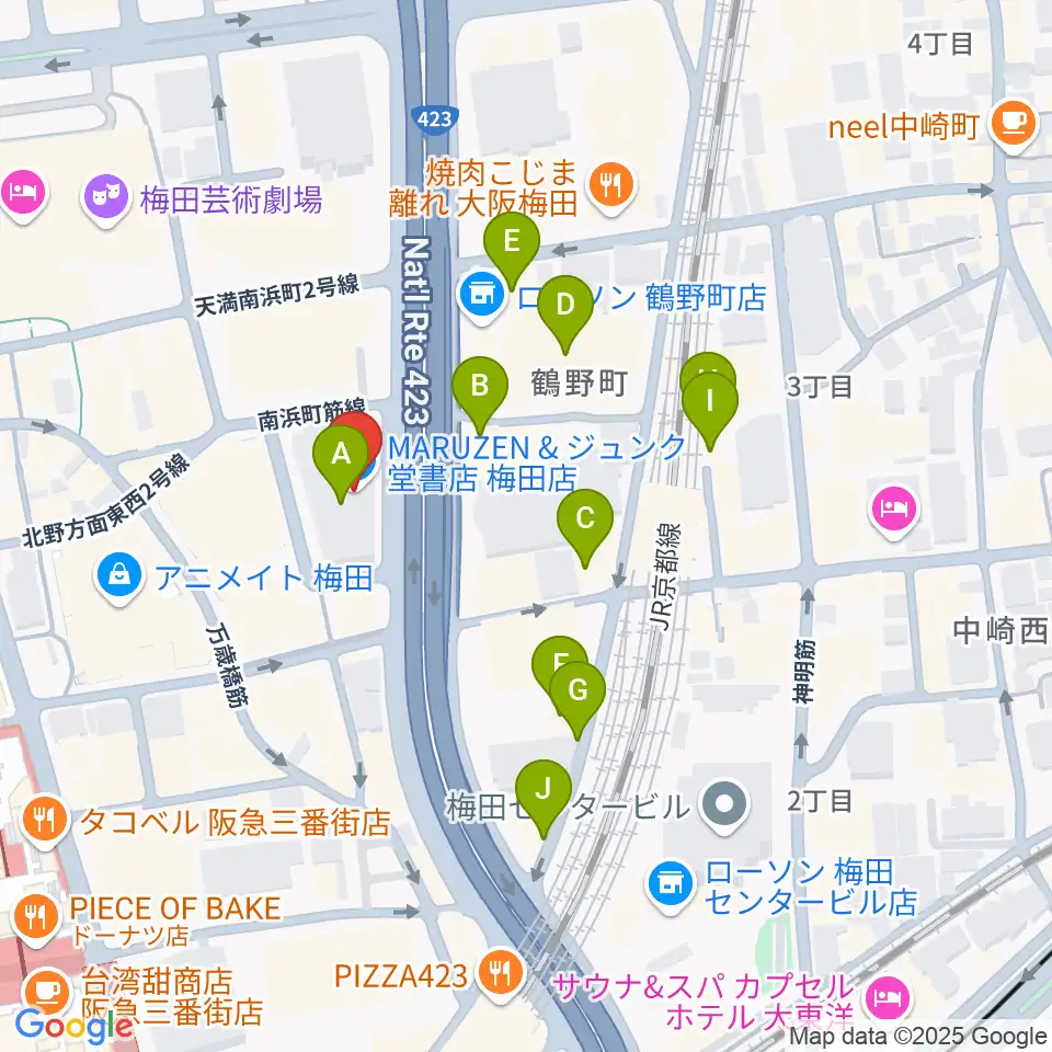 島村楽器 梅田茶屋町店周辺のホテル一覧地図