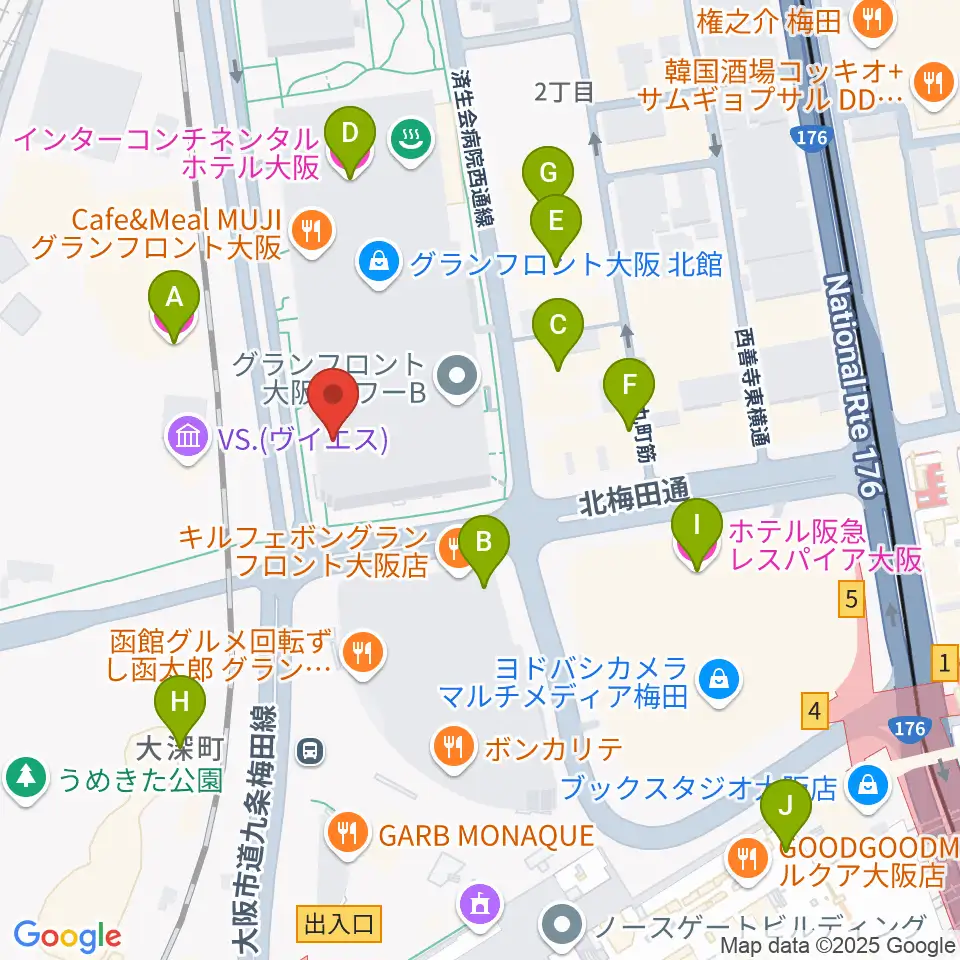 島村楽器 グランフロント大阪周辺のホテル一覧地図