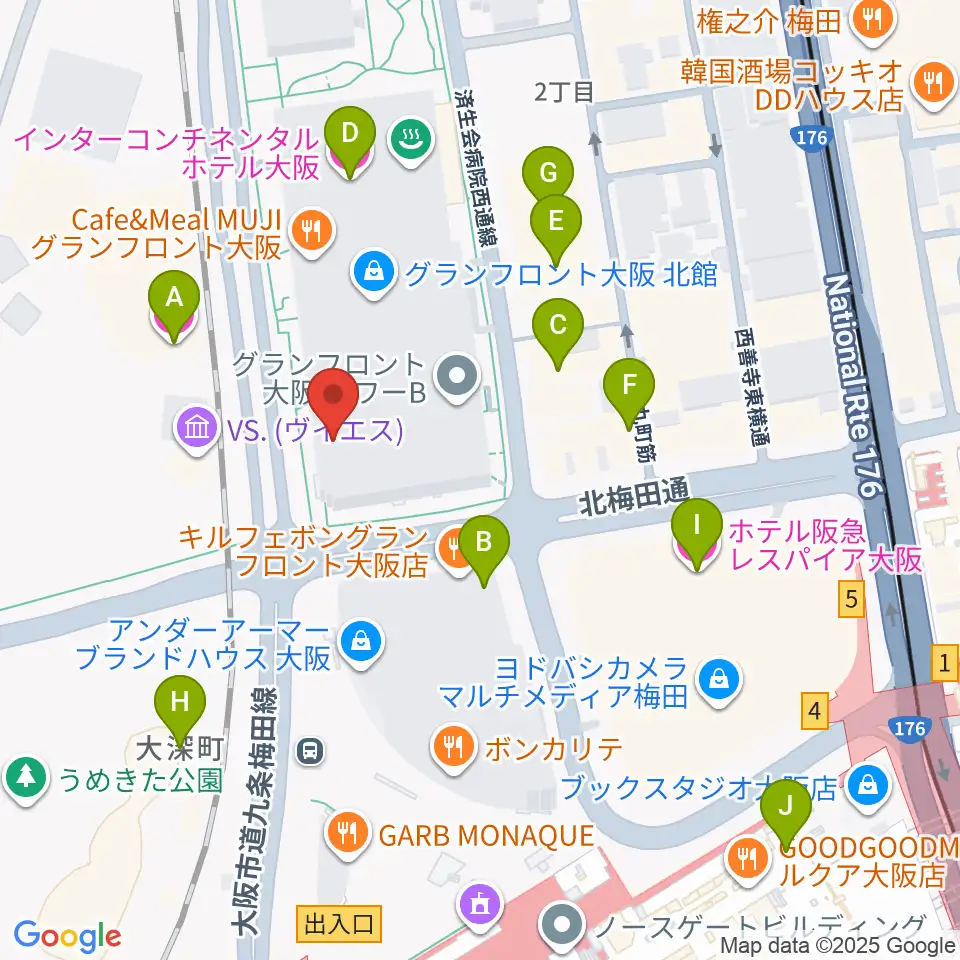 島村楽器 グランフロント大阪周辺のホテル一覧地図