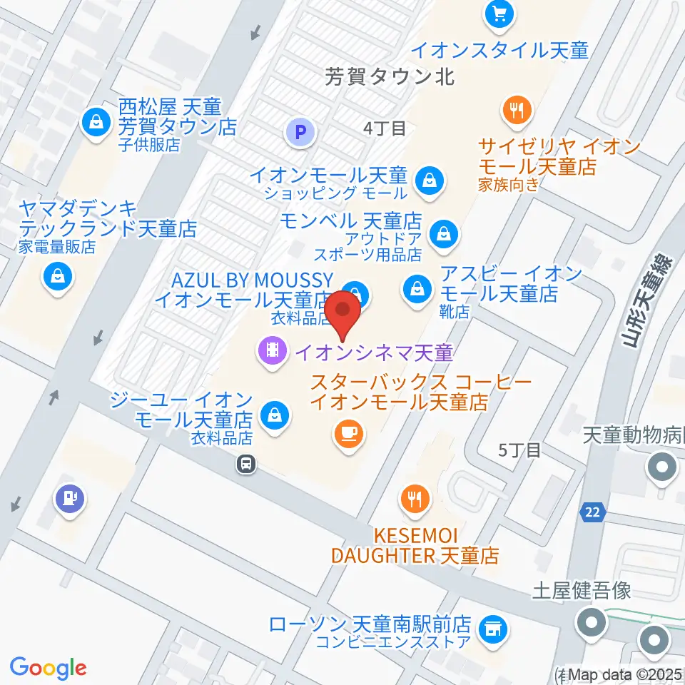 島村楽器 イオンモール天童店周辺のホテル一覧地図