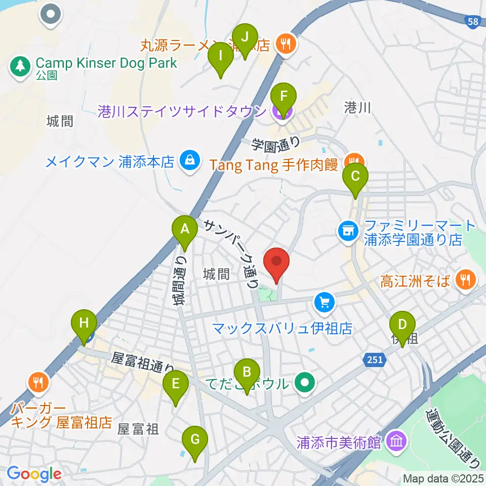 ミュージックハウス周辺のホテル一覧地図