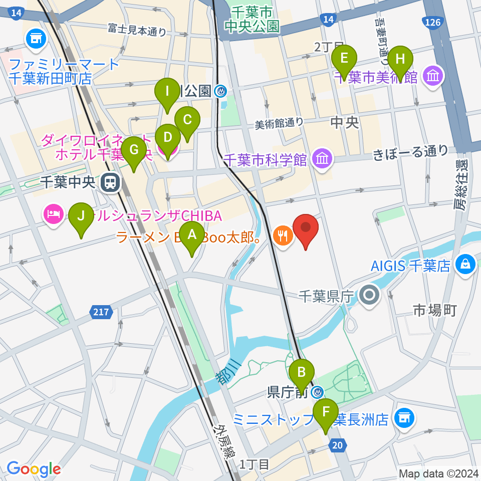 千葉県教育会館周辺のホテル一覧地図