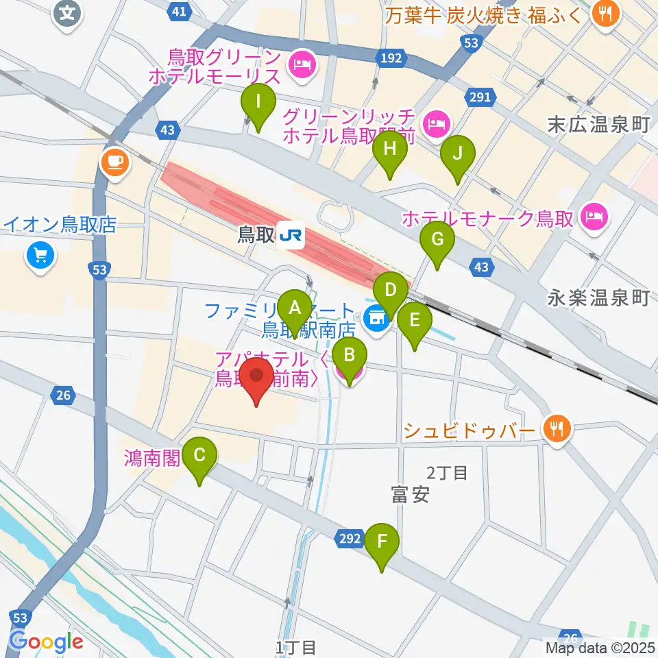 鳥取県立生涯学習センター 県民ふれあい会館周辺のホテル一覧地図