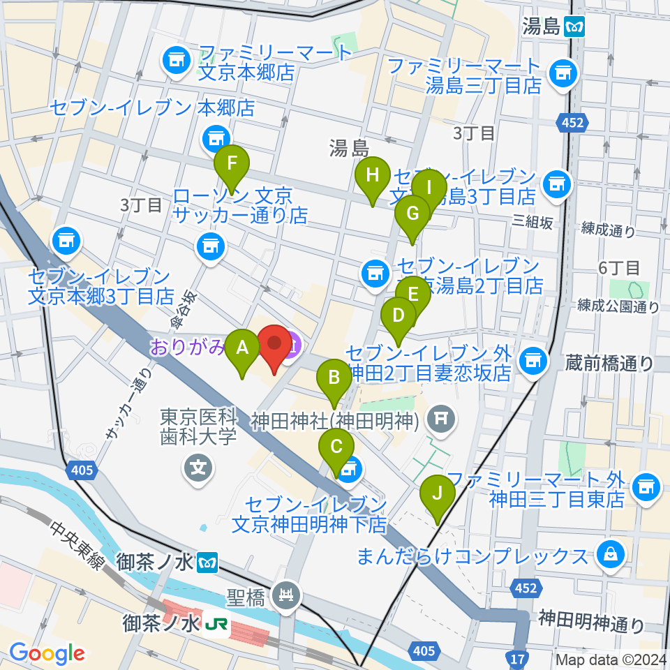 御茶ノ水KAKADO周辺のホテル一覧地図