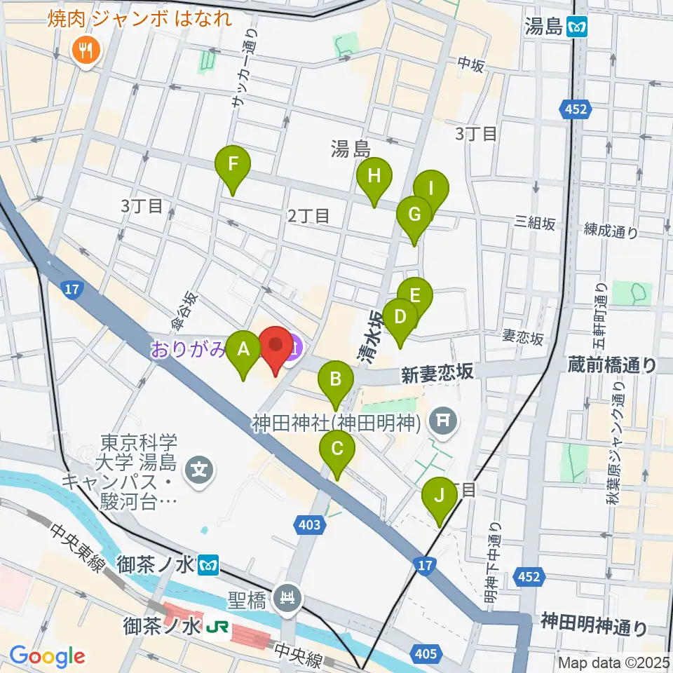 御茶ノ水KAKADO周辺のホテル一覧地図