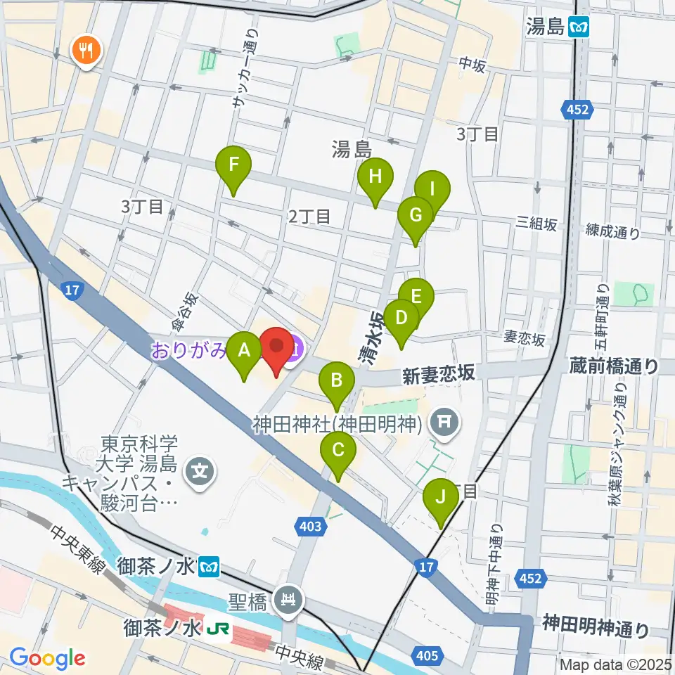 御茶ノ水KAKADO周辺のホテル一覧地図