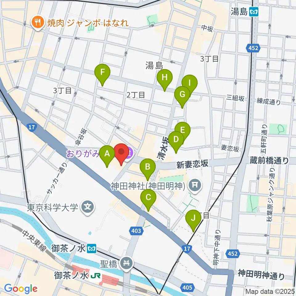 御茶ノ水KAKADO周辺のホテル一覧地図